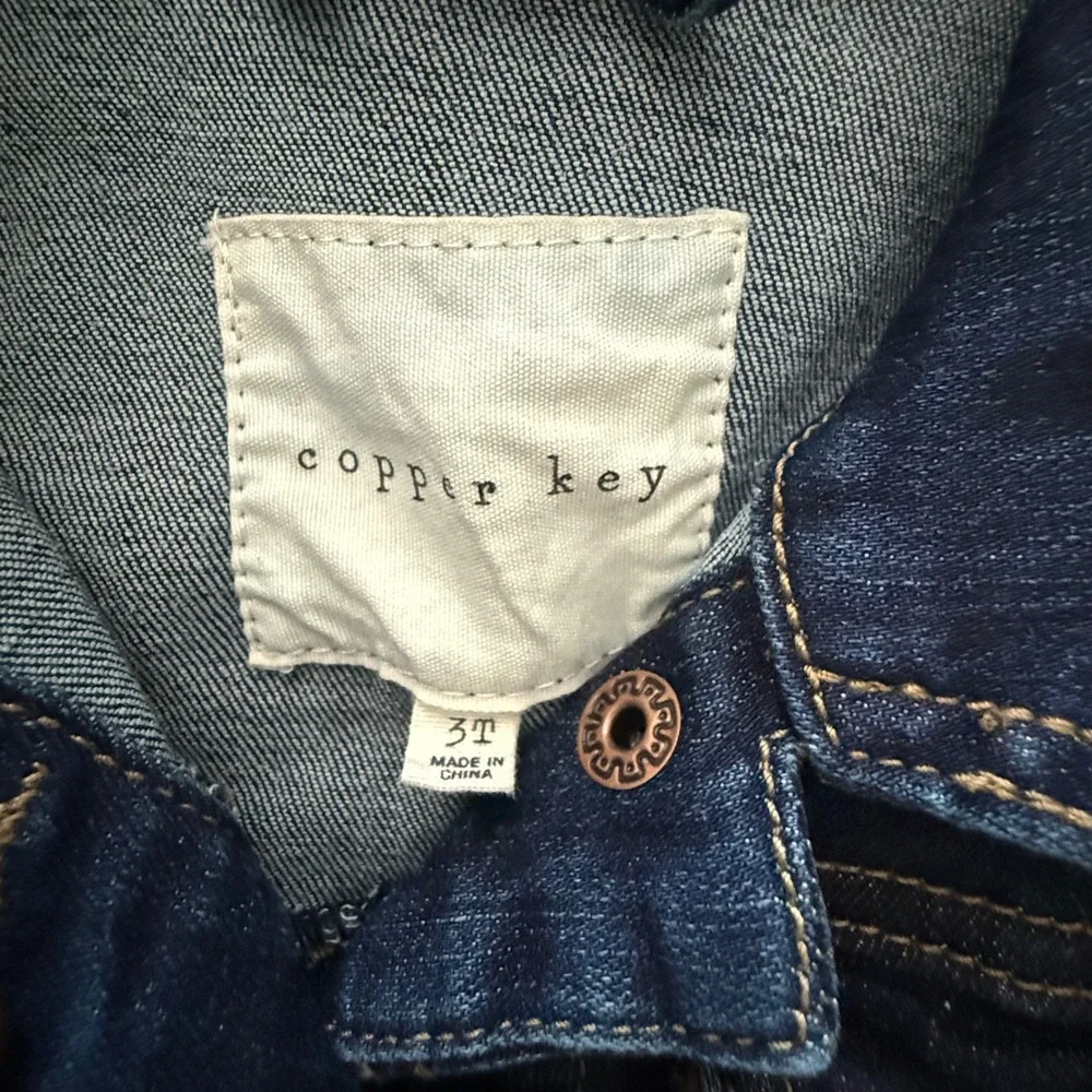 Copper Key Toddler Girls Denim Jacket Size 3T Dark Wash Button Front‎ Stretch